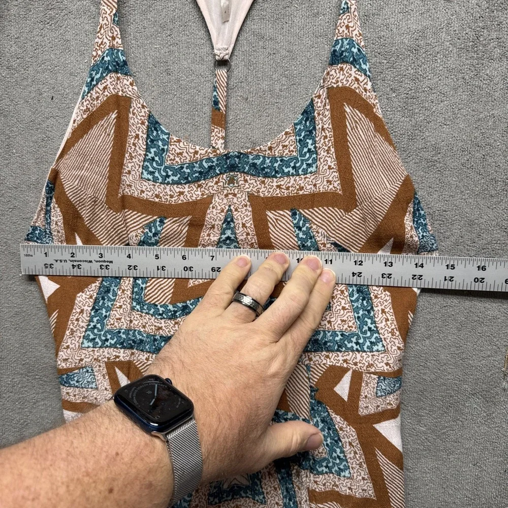 Free People Womens M Halter Maxi Dress Geometric Print‎ Boho Festival Resort